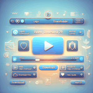 An easy and simple process of downloading videos online for free. The image should depict the interface of a generic and legal video downloading platform. Include clearly visible download buttons, a search bar, and options for choosing the video quality. As a background, use a soft gradient color transitioning from cool shade on top to warm hue at the bottom. Please ensure to maintain a balance between realism and simplicity while illustrating the image.